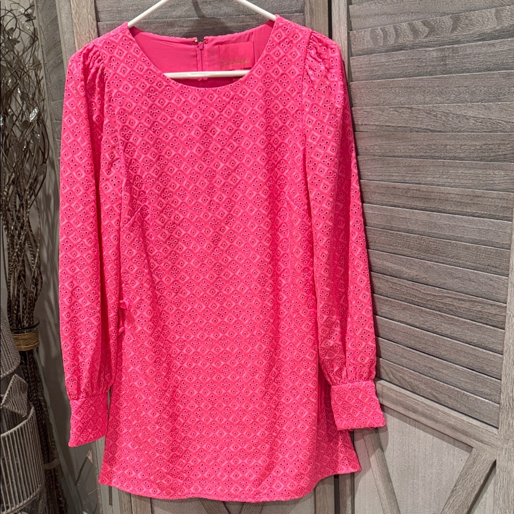 Lilly Pulitzer 4 Aisha Romper Barbie pink eyelet lace dress Vibrant size 4